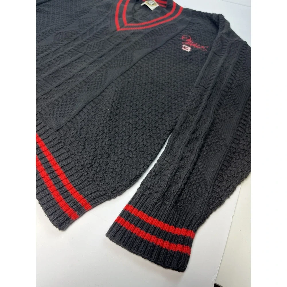 Vintage Dale Earnhardt Black Red Knit Sweater Men's Size XL+ NASCAR Racing #3